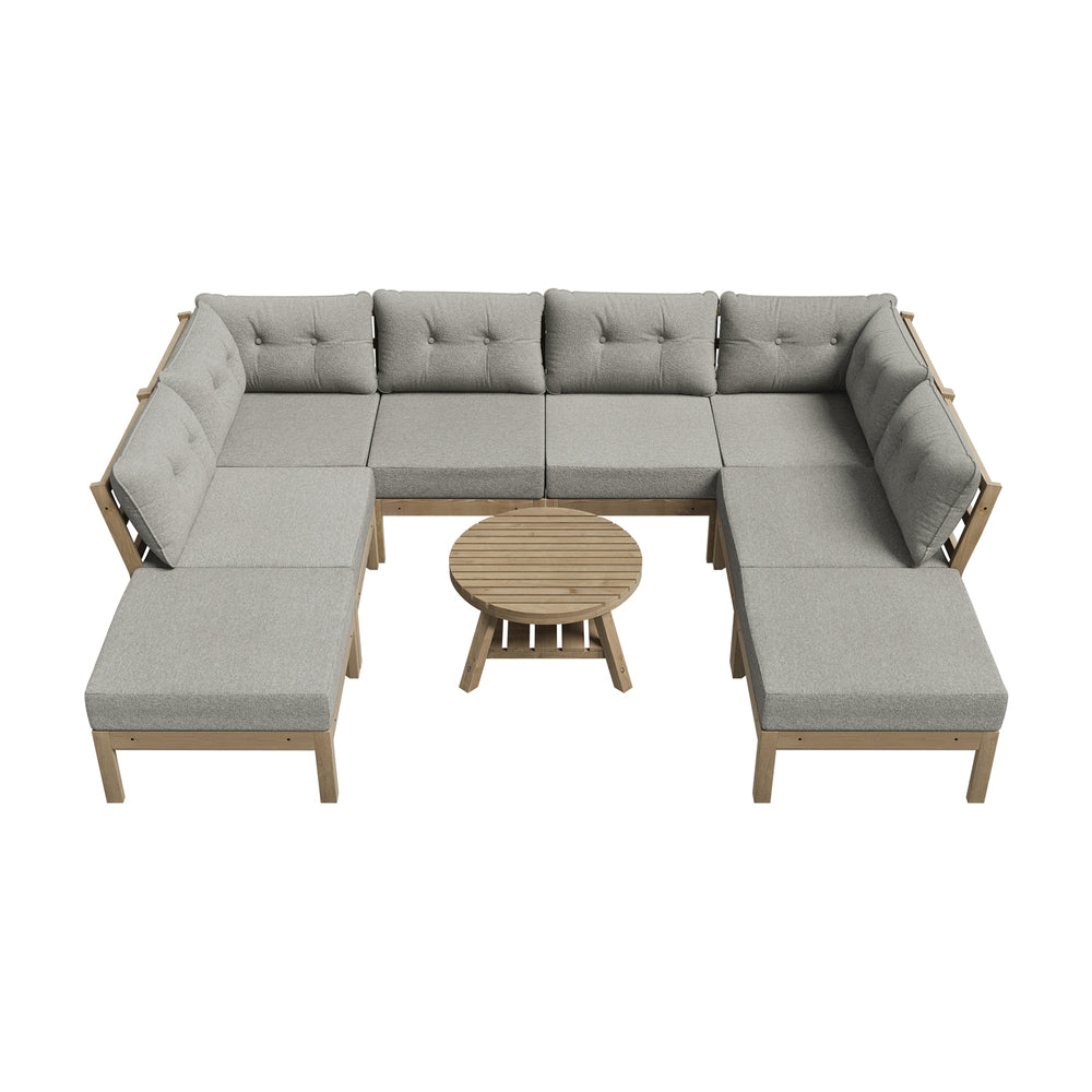 Livsip 9PCS Outdoor Sofa Set Lounge Setting Patio Furniture Beige