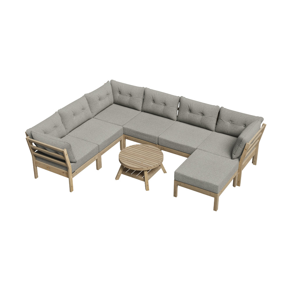 Livsip 8PCS Outdoor Sofa Set Lounge Setting Patio Furniture Beige