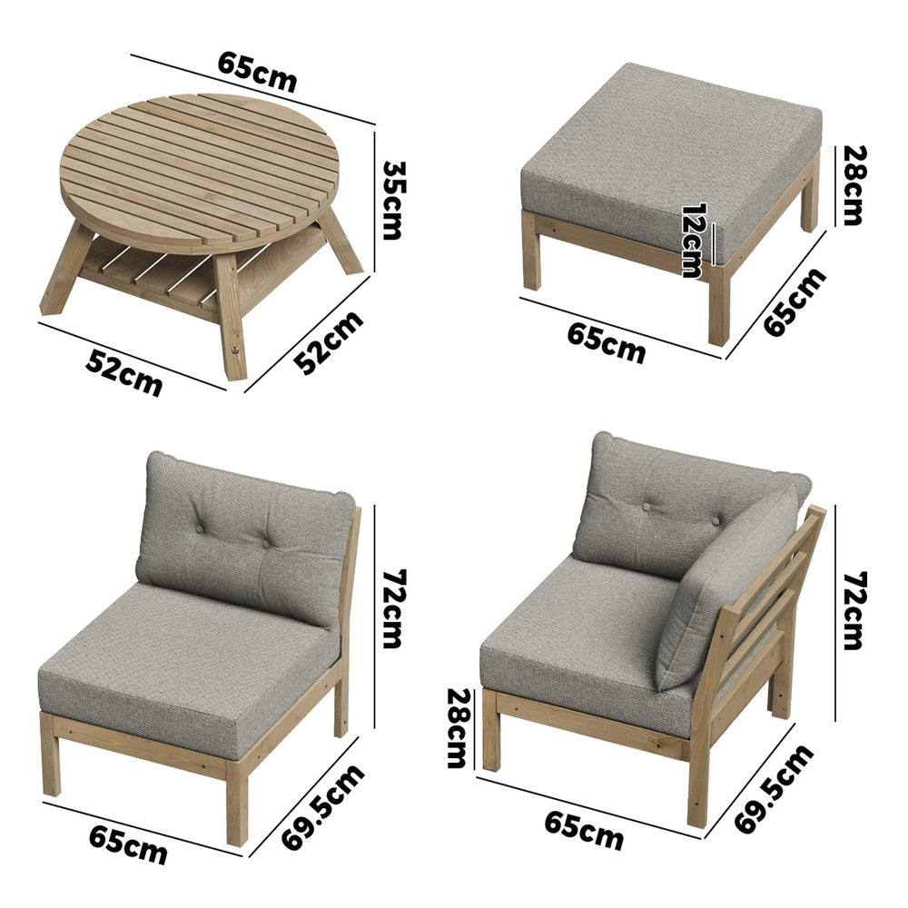 Livsip 8PCS Outdoor Sofa Set Lounge Setting Patio Furniture Beige