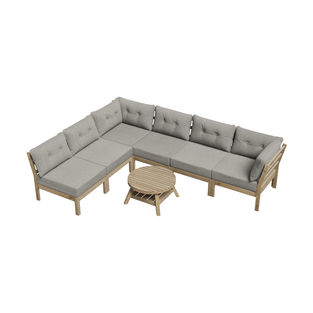 Livsip 7 Seater Outdoor Sofa Set with Coffee Table Beige