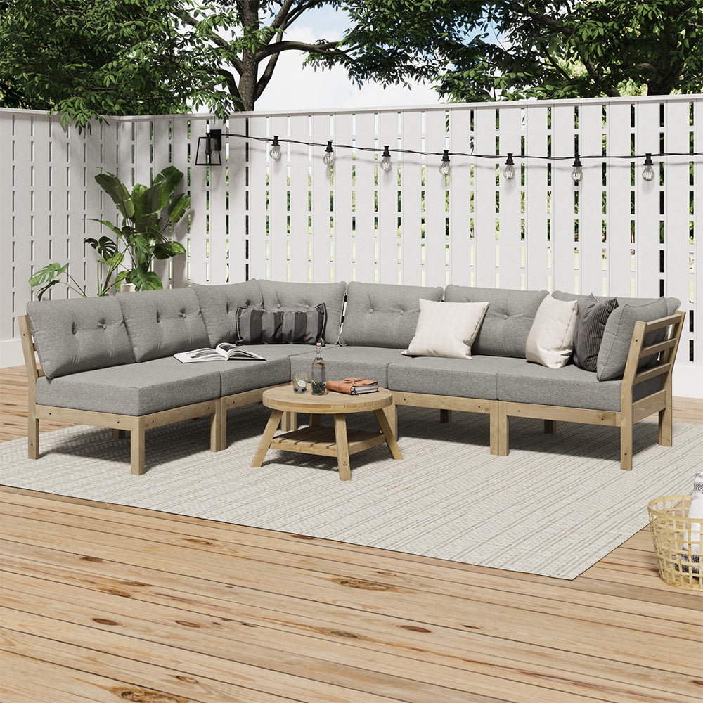Livsip 7 Seater Outdoor Sofa Set with Coffee Table Beige