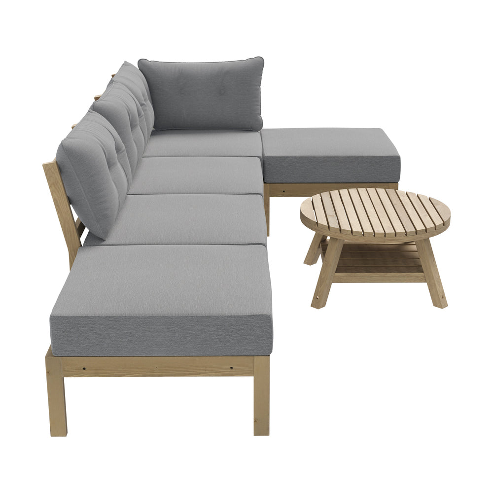Livsip Outdoor Lounge Sofa Set 7 Piece Garden Furniture Grey