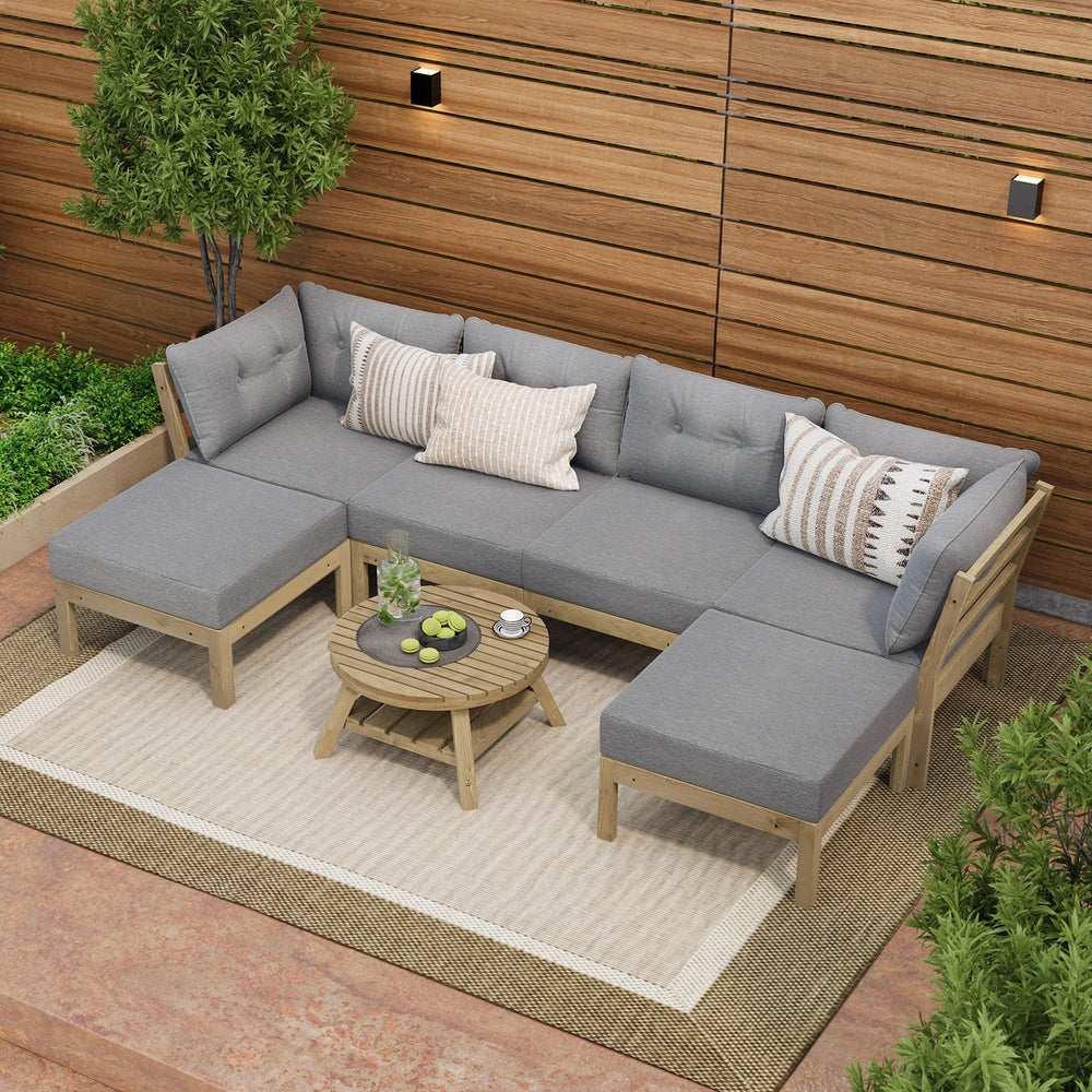 Livsip 7 Piece Outdoor Lounge Sofa Set Garden Furniture Grey