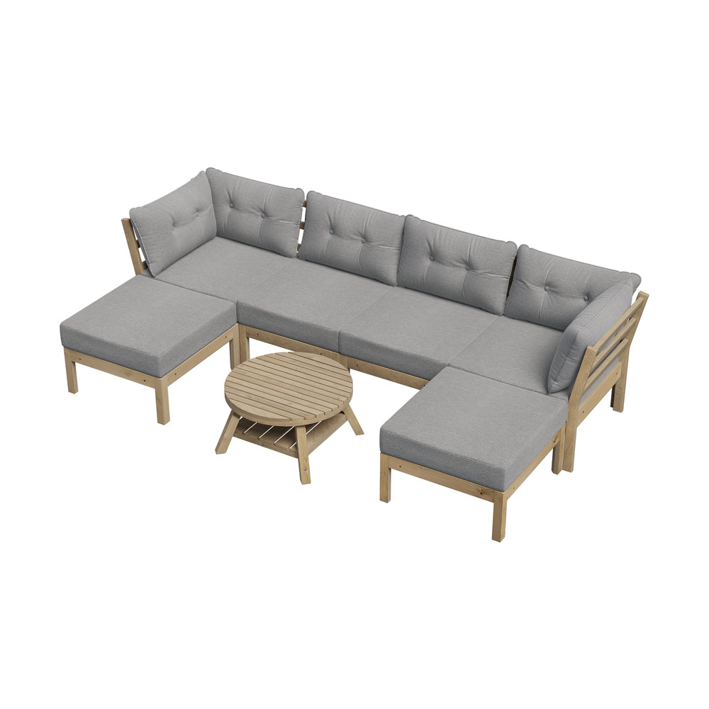 Livsip 7 Piece Outdoor Lounge Sofa Set Garden Furniture Grey