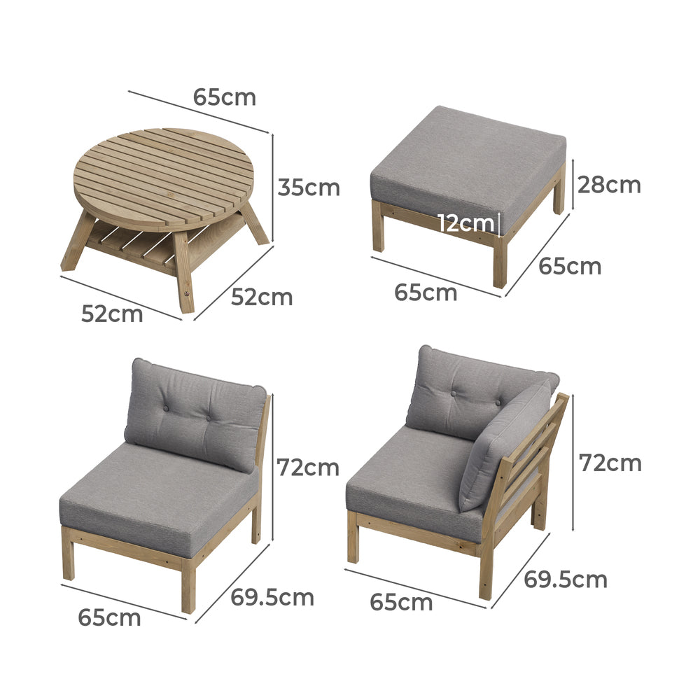 Livsip 7 Piece Outdoor Lounge Sofa Set Garden Furniture Grey