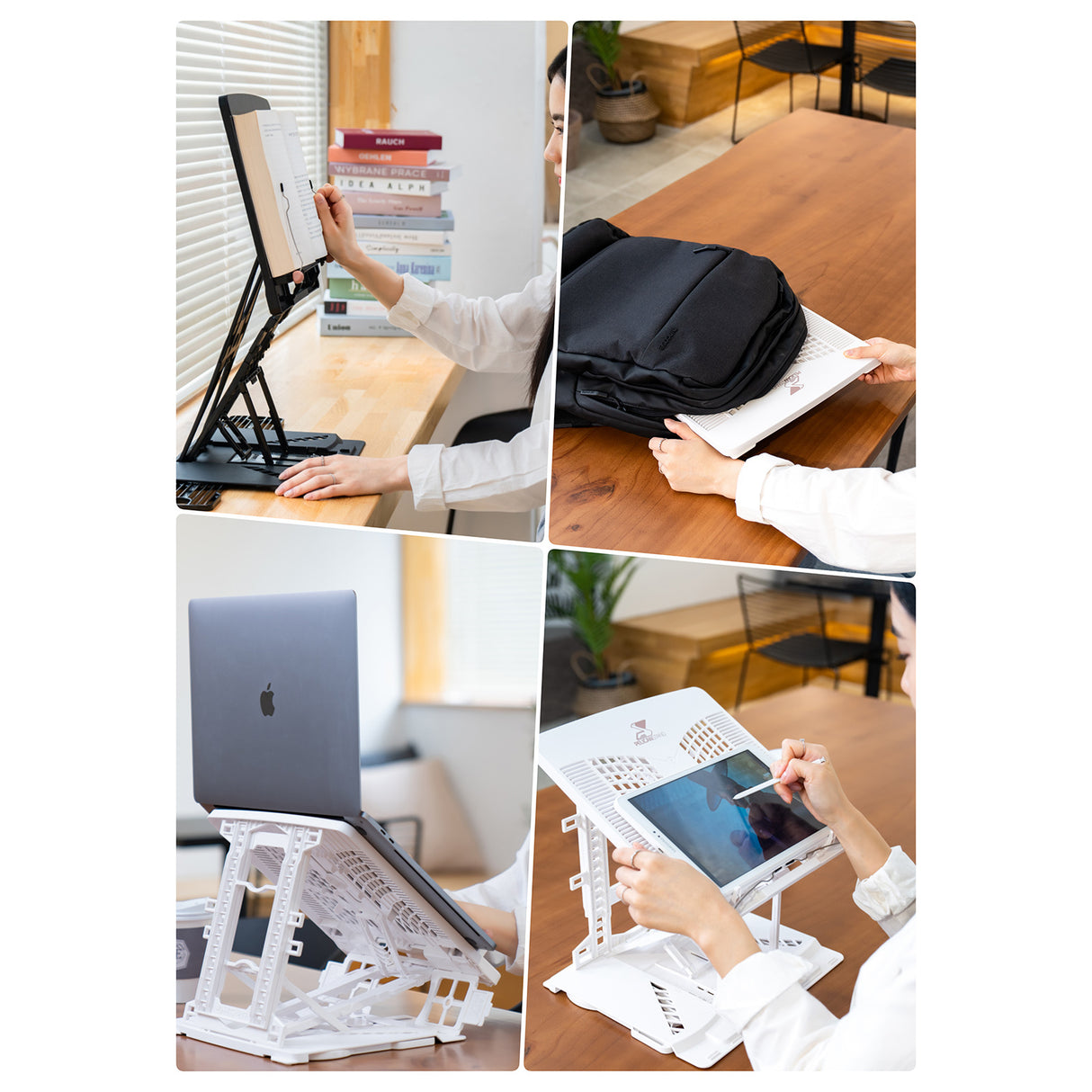 Adjustable Laptop Stand Foldable Tablet Book Holder - WHITE