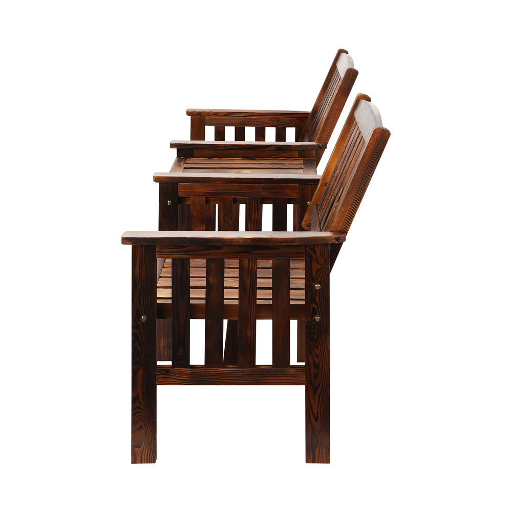 Livsip Outdoor Wooden Chair 2 Seat&Table Loveseat Charcoal