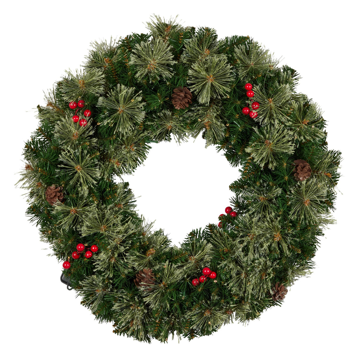 61cm Bristle Berry Christmas Wreath with Multi Functions Lights