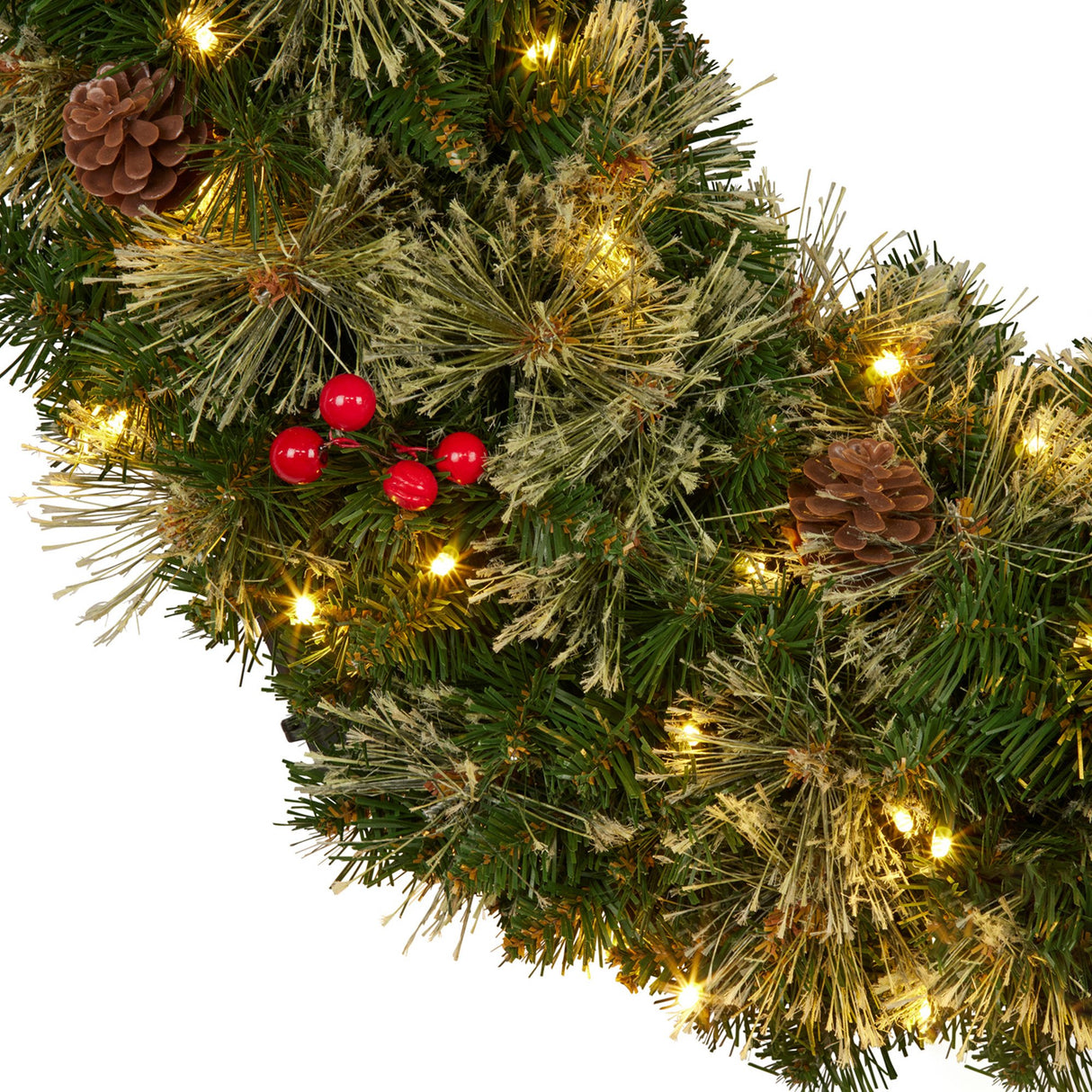 61cm Bristle Berry Christmas Wreath with Multi Functions Lights