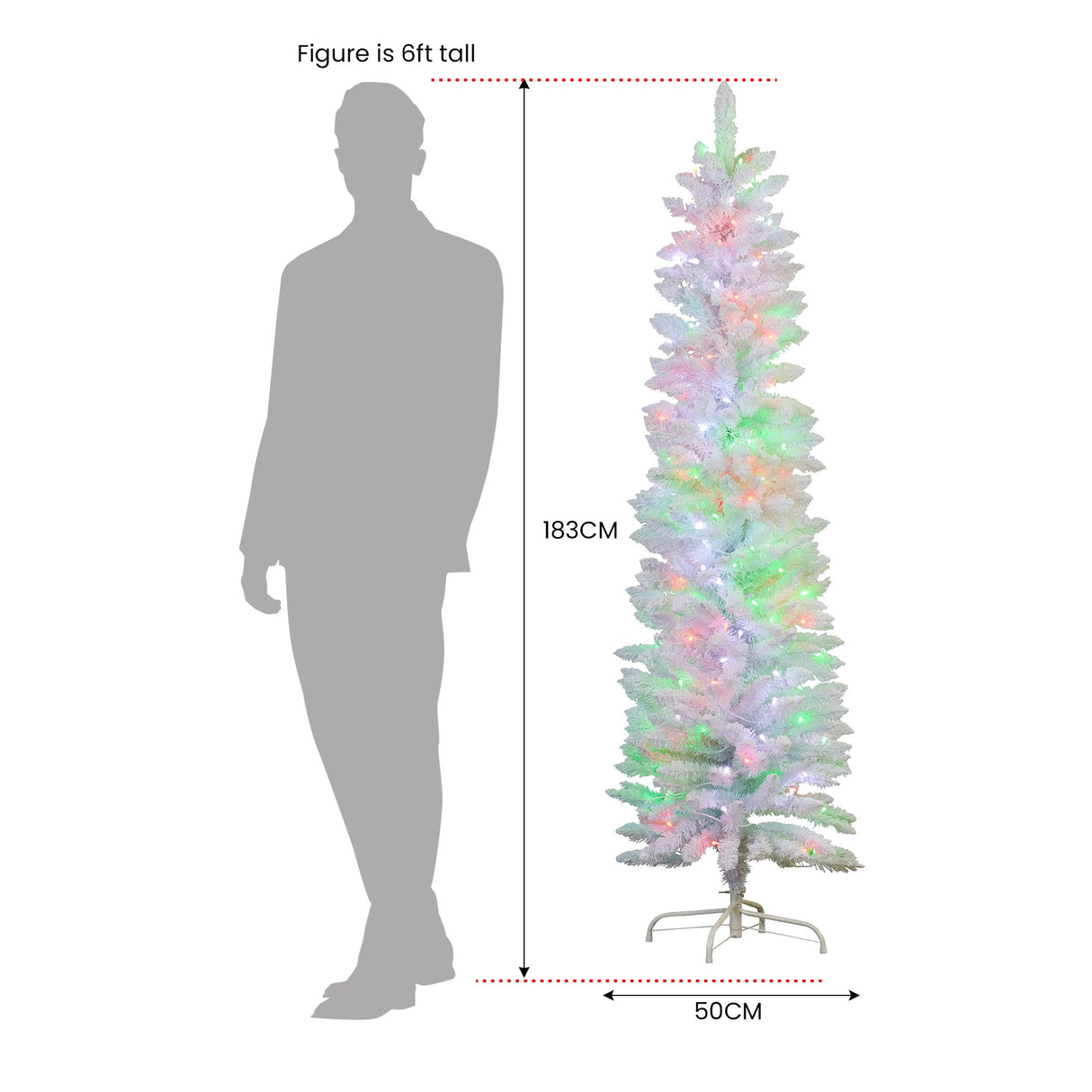 Christabelle Candy Floss White 1.8m Pre-Lit Multicolour Slim Christmas Tree
