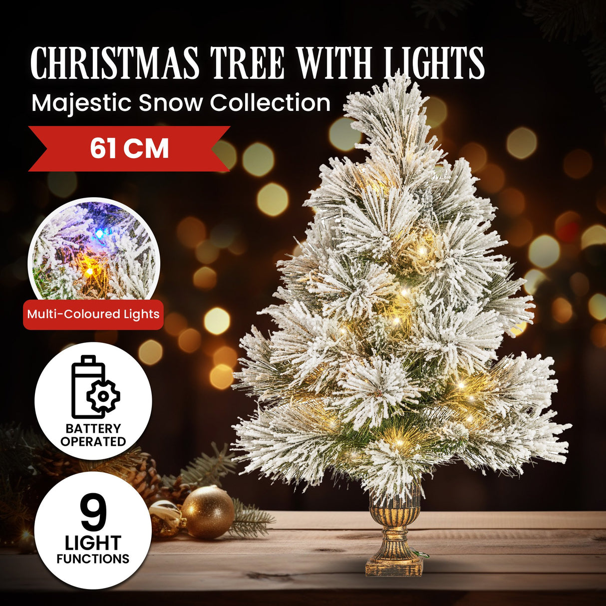 Christabelle 61cm Majestic Snow Prelit Tabletop Christmas Tree