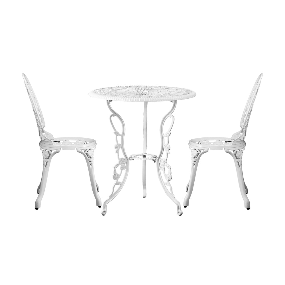 Livsip Outdoor Set Chairs&Table Cast Aluminum Rose 3PCS