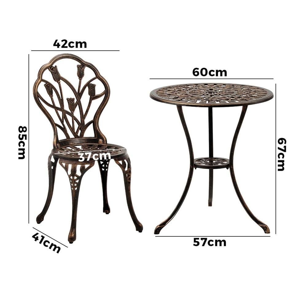 Livsip 3PCS Bistro Outdoor Setting Chairs Table Bronze