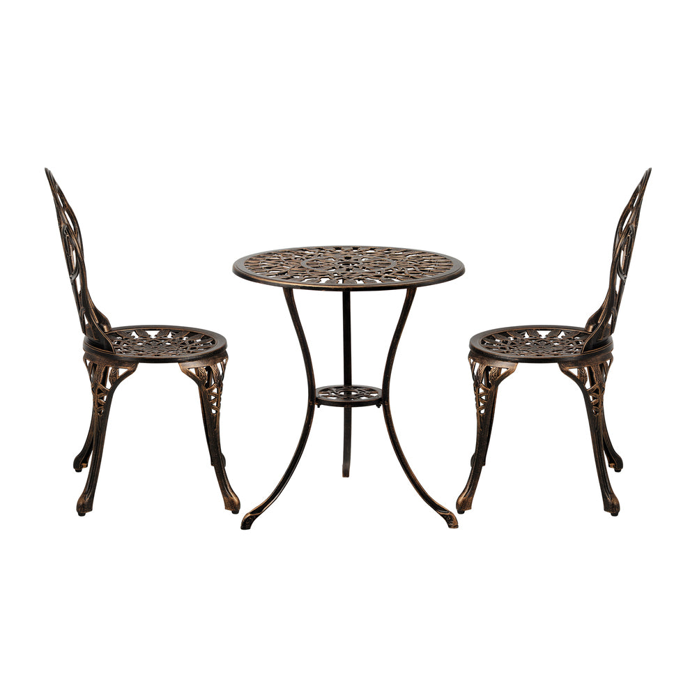 Livsip 3PCS Bistro Outdoor Setting Chairs Table Bronze