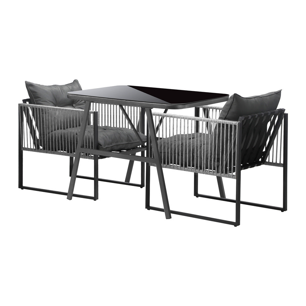 Livsip 3PCS Outdoor Dining Set Coffee Table Armchairs with Cushions