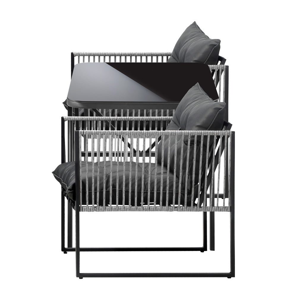 Livsip 3PCS Outdoor Dining Set Coffee Table Armchairs with Cushions