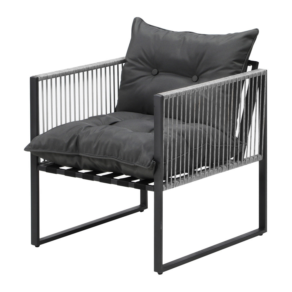 Livsip 3PCS Outdoor Dining Set Coffee Table Armchairs with Cushions