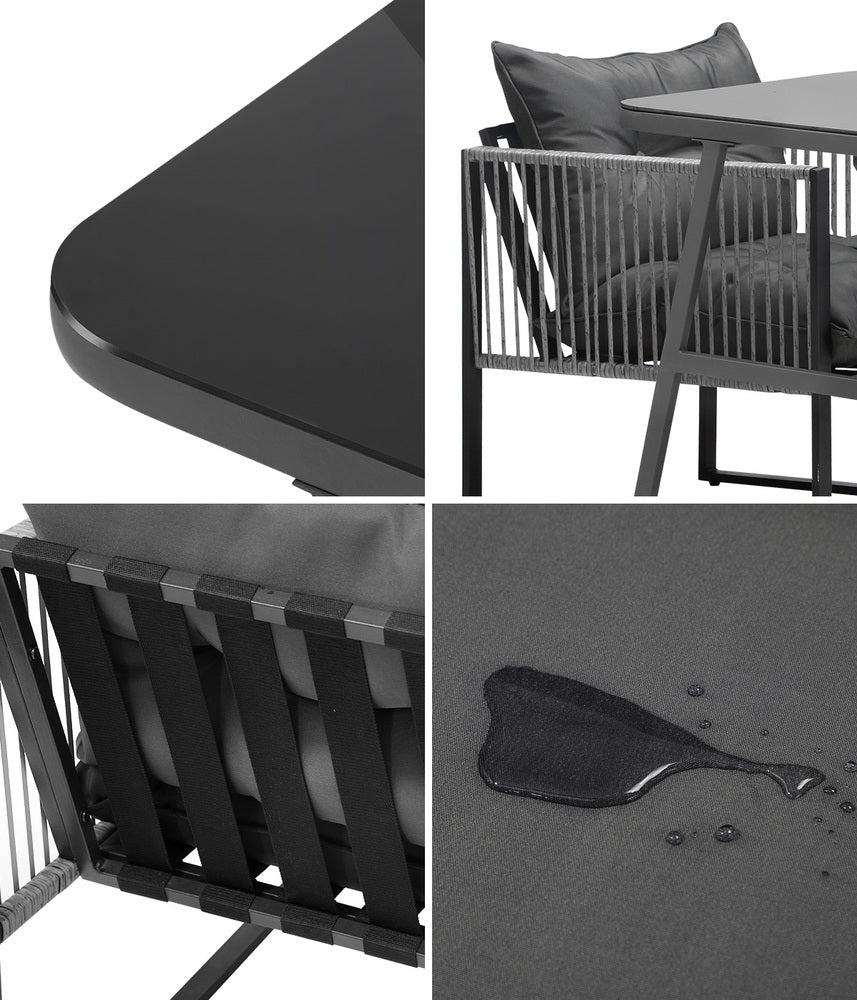 Livsip 3PCS Outdoor Dining Set Coffee Table Armchairs with Cushions