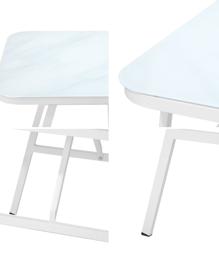 Livsip Outdoor Dining Table Patio Indoor White Marble-style