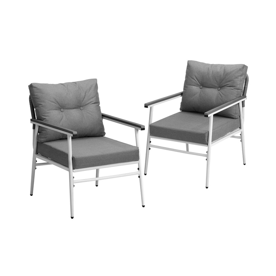 Livsip 2PCS Outdoor Chairs Set Garden Patio Armchair White