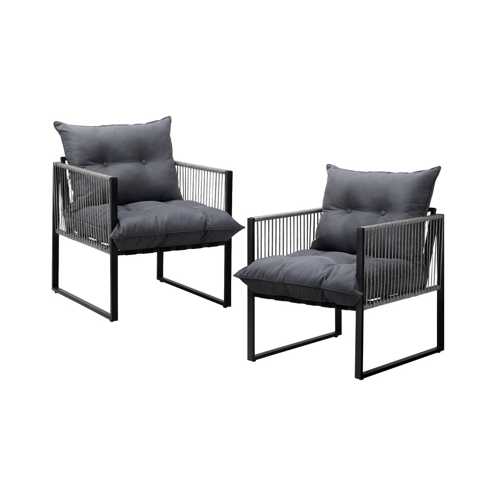 Livsip 2PCS Outdoor Patio Chairs Garden Sofa Set PE Wicker Grey