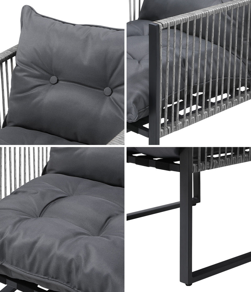 Livsip 2PCS Outdoor Patio Chairs Garden Sofa Set PE Wicker Grey