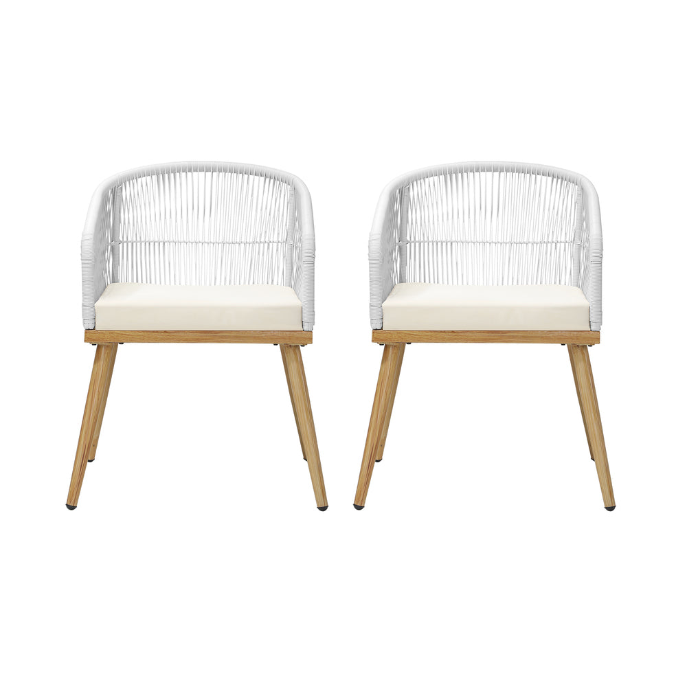 Livsip Outdoor Armchair X2 with Rope and Padded Seat Beige