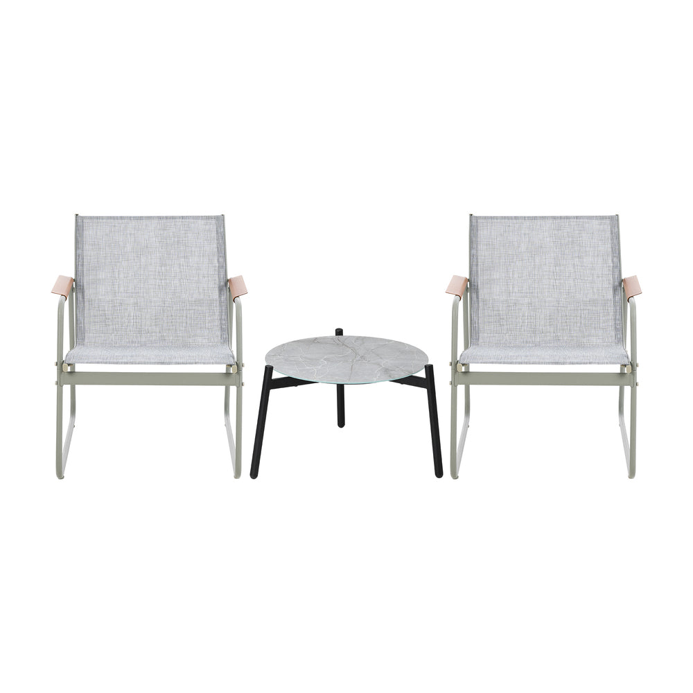 Livsip 3PCS Outdoor Bistro Set Patio Chair 50cm Coffee Table Textilene