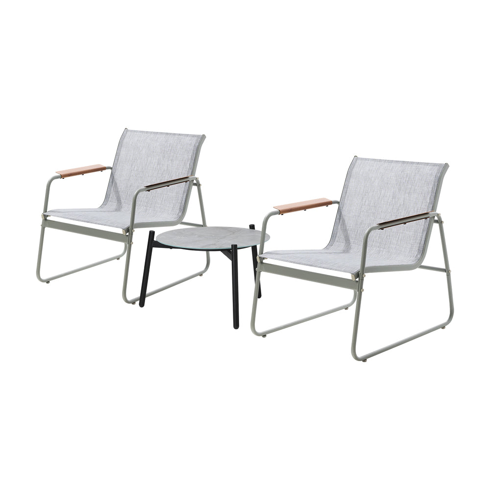 Livsip 3PCS Outdoor Bistro Set Patio Chair 50cm Coffee Table Textilene