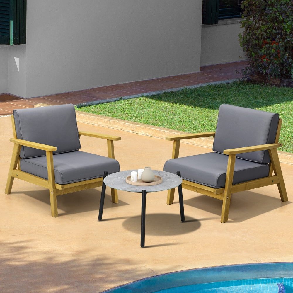 Livsip 2 Seater Outdoor Patio Sets 50cm Grey Coffee Side Table