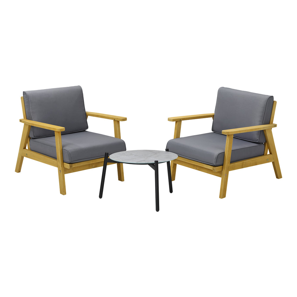 Livsip 2 Seater Outdoor Patio Sets 50cm Grey Coffee Side Table