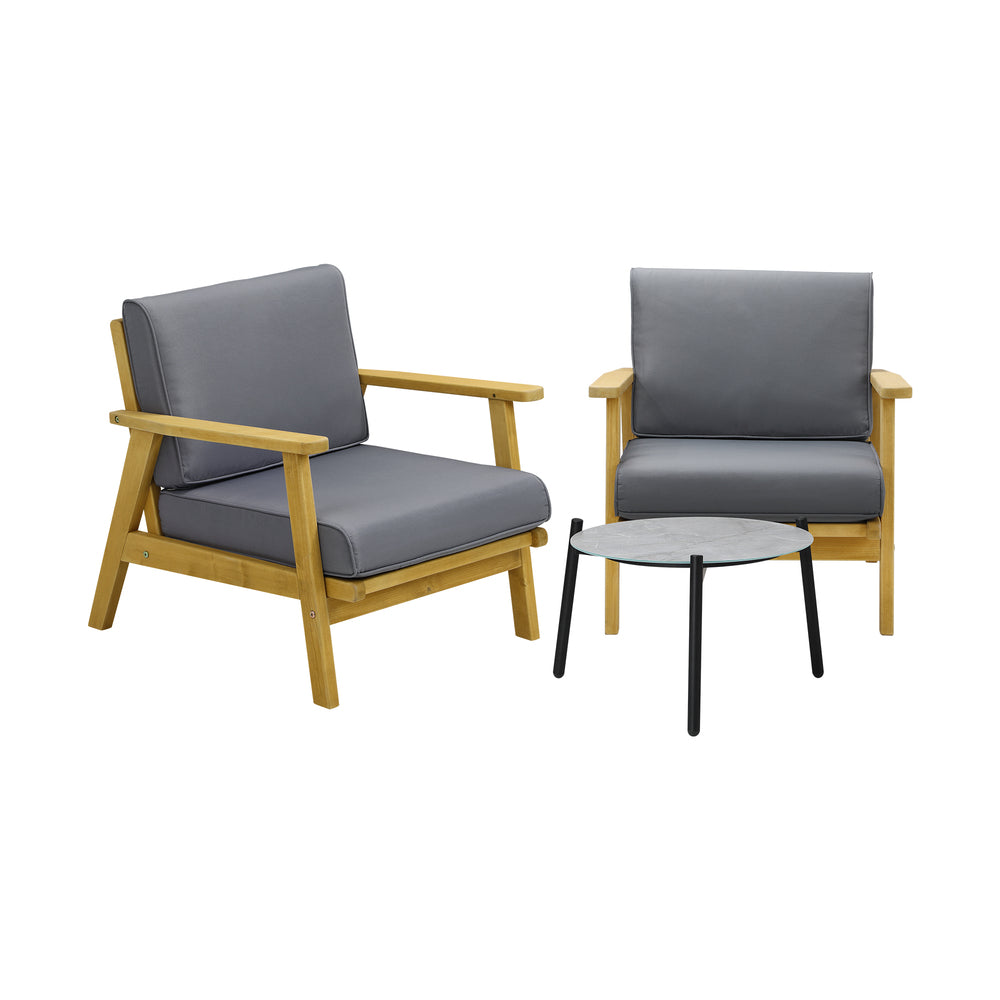 Livsip 2 Seater Outdoor Patio Sets 50cm Grey Coffee Side Table