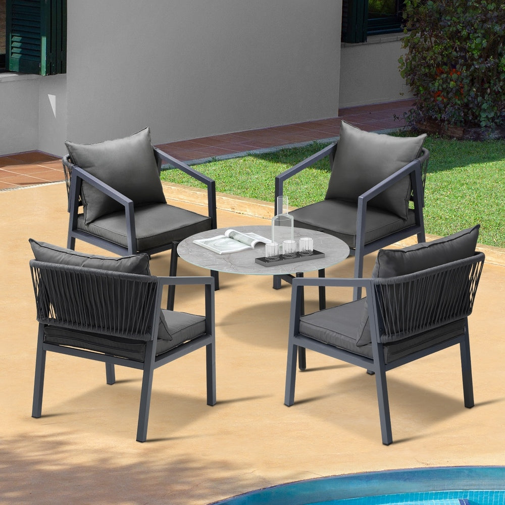 Livsip 4 Seater Outdoor Patio Set Grey 70cm Coffee Table