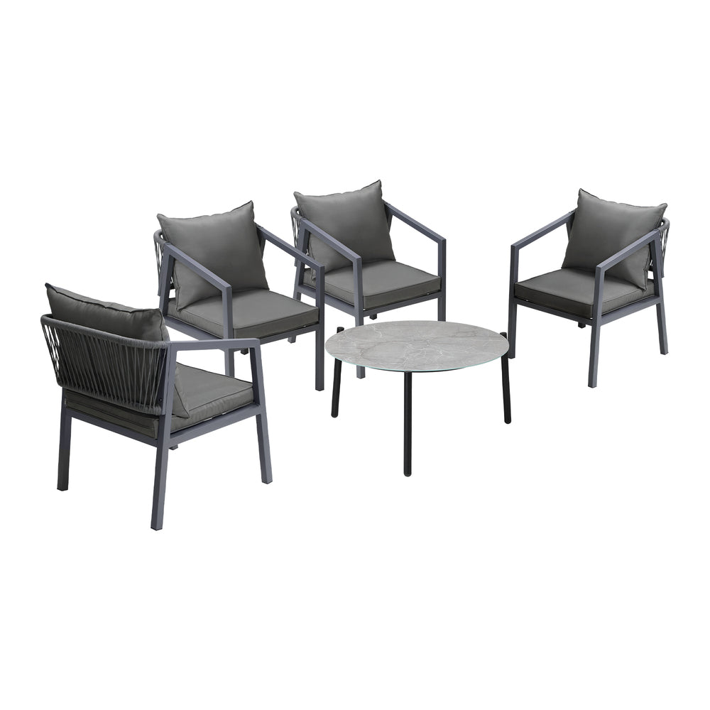 Livsip 4 Seater Outdoor Patio Set Grey 70cm Coffee Table