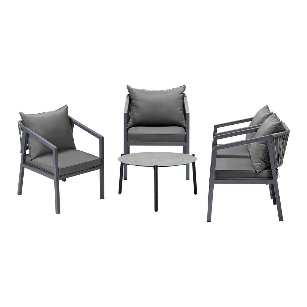 Livsip 4 Seater Outdoor Patio Set Grey 70cm Coffee Table
