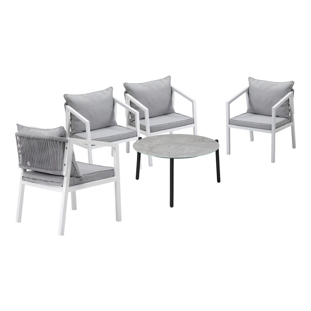 Livsip 5PCS Outdoor Patio Set 70cm Coffee Table 4 Armchairs