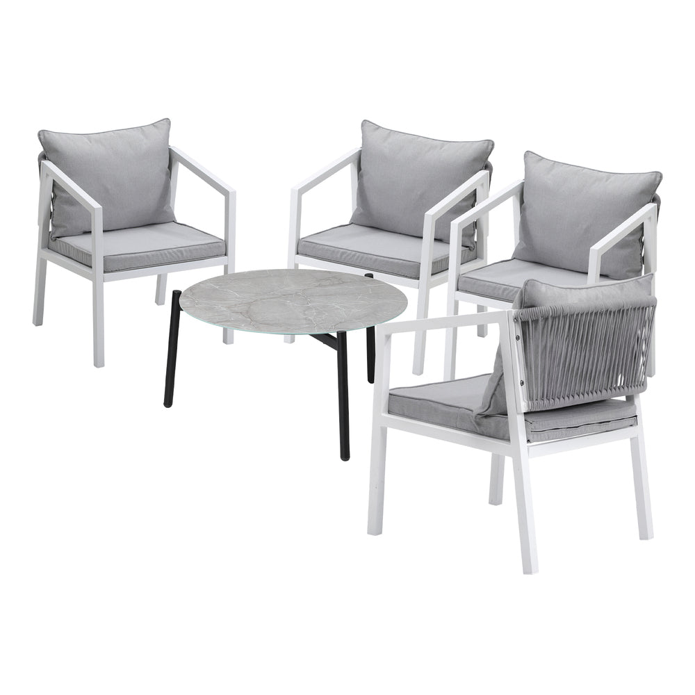 Livsip 5PCS Outdoor Patio Set 70cm Coffee Table 4 Armchairs