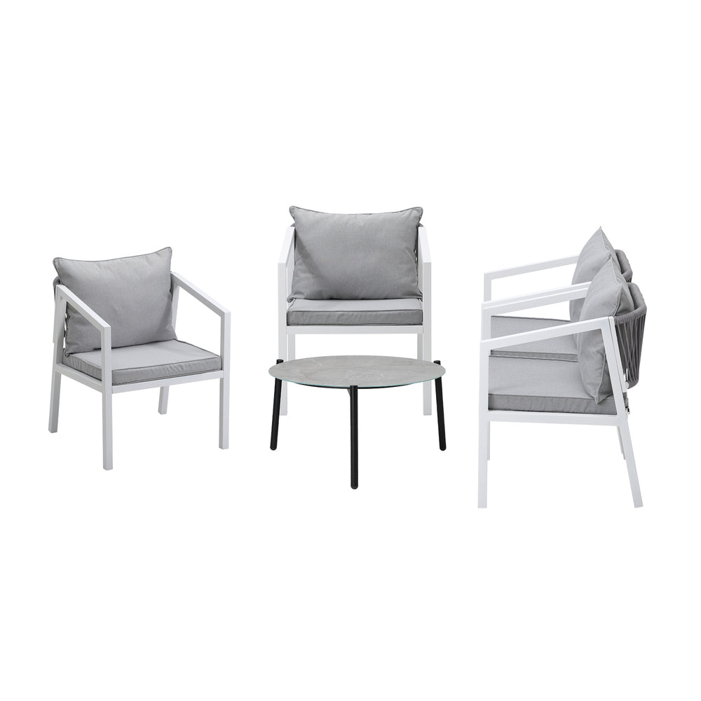 Livsip 5PCS Outdoor Patio Set 70cm Coffee Table 4 Armchairs