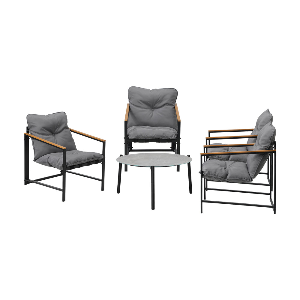 Livsip 4 Seater Outdoor Patio Set 70CM Round Grey Marble Table