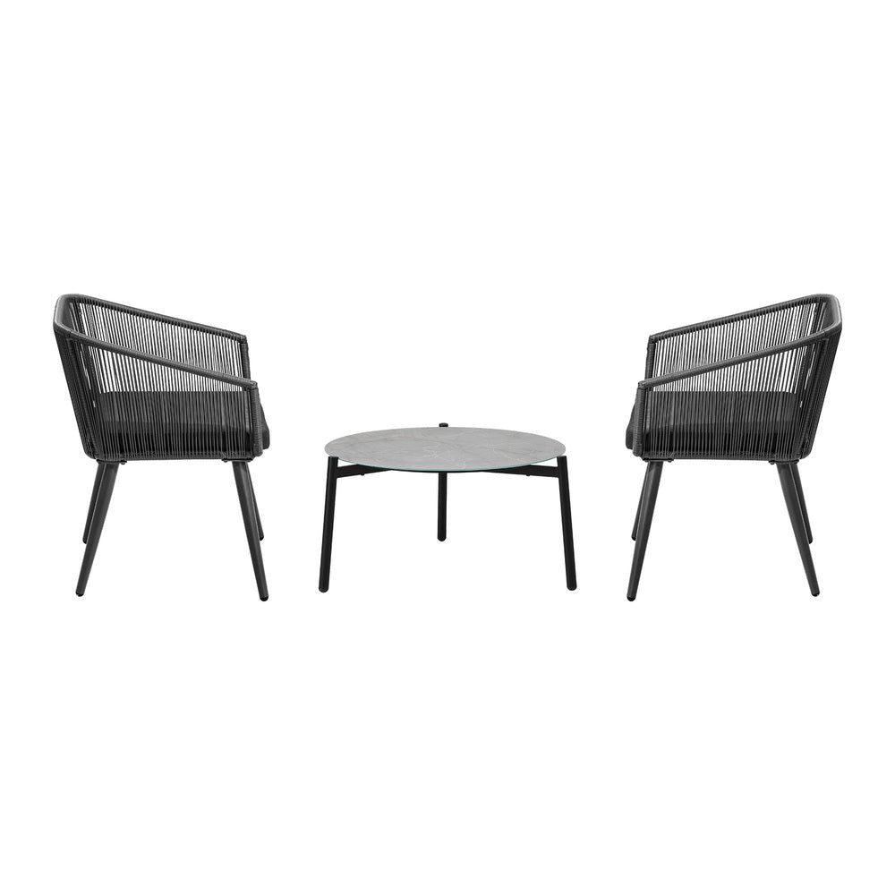 Livsip 3 Piece Outdoor Patio Set 70cm Table Polyester rope