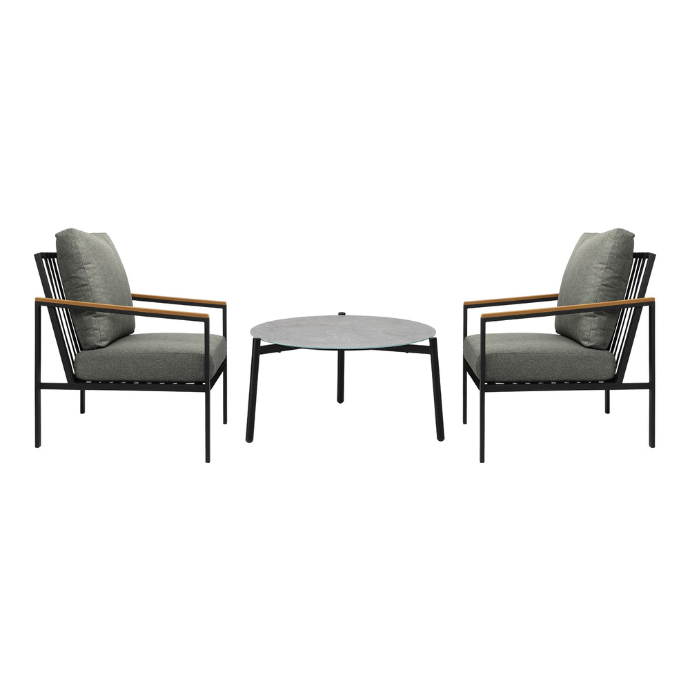 Livsip 3PC Outdoor Patio Lounge Set 70cm Coffee Table Sofa Chairs