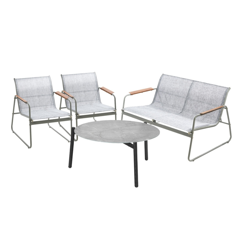 Livsip Outdoor Lounge Set 4 Seater Patio Chairs 70cm Grey Table