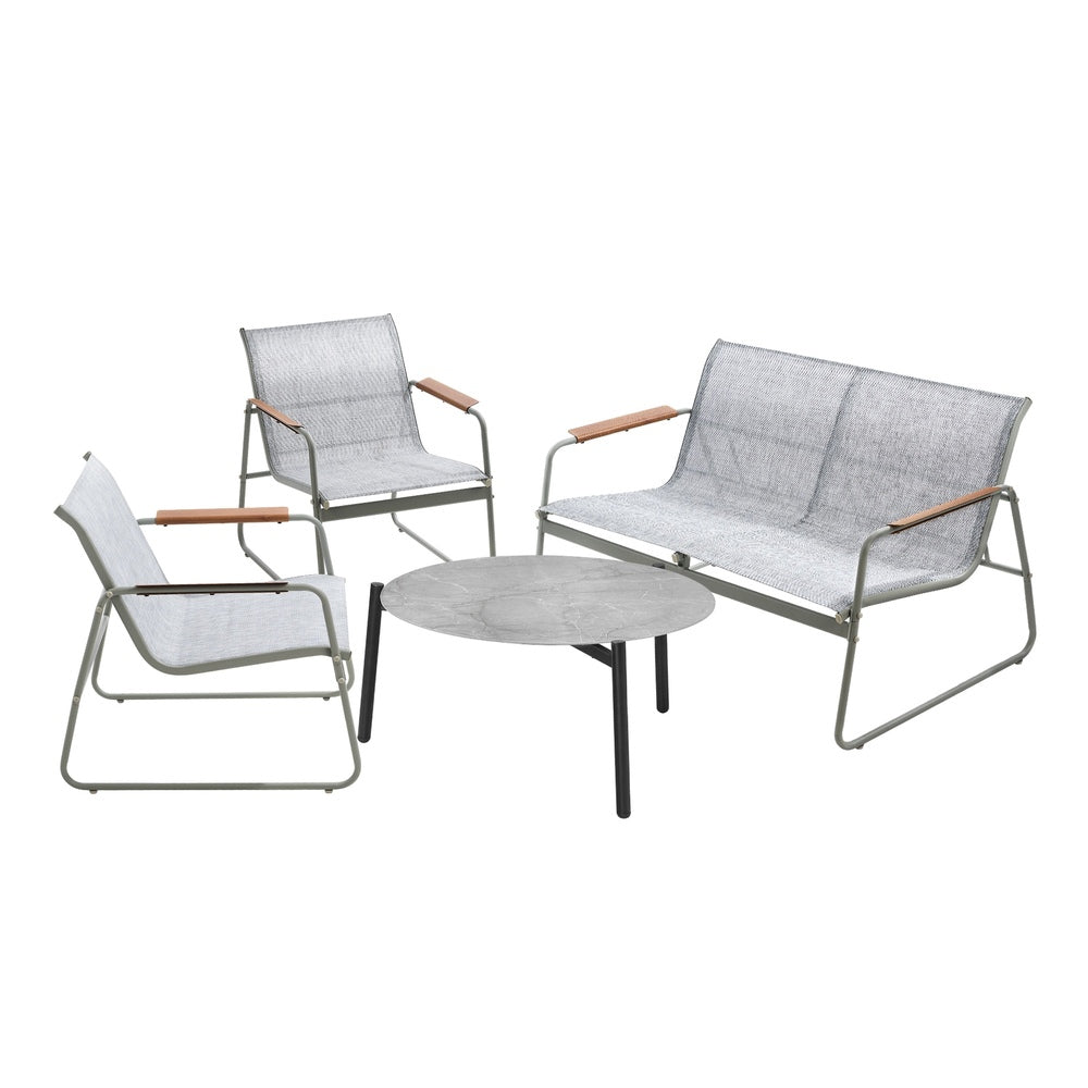 Livsip Outdoor Lounge Set 4 Seater Patio Chairs 70cm Grey Table