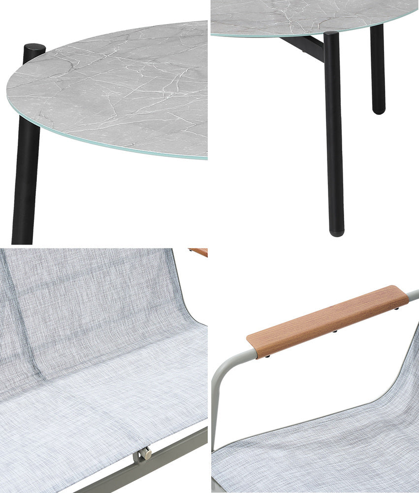 Livsip Outdoor Lounge Set 4 Seater Patio Chairs 70cm Grey Table