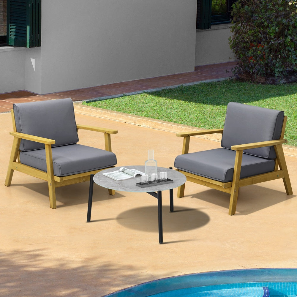 Livsip Outdoor Lounge Set 3PCS 70cm Grey Coffee Side Table