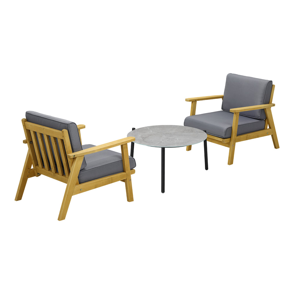 Livsip Outdoor Lounge Set 3PCS 70cm Grey Coffee Side Table