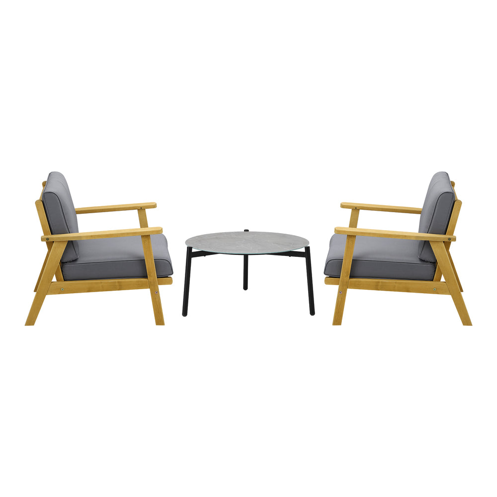 Livsip Outdoor Lounge Set 3PCS 70cm Grey Coffee Side Table
