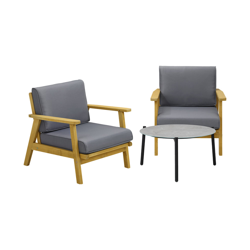 Livsip Outdoor Lounge Set 3PCS 70cm Grey Coffee Side Table