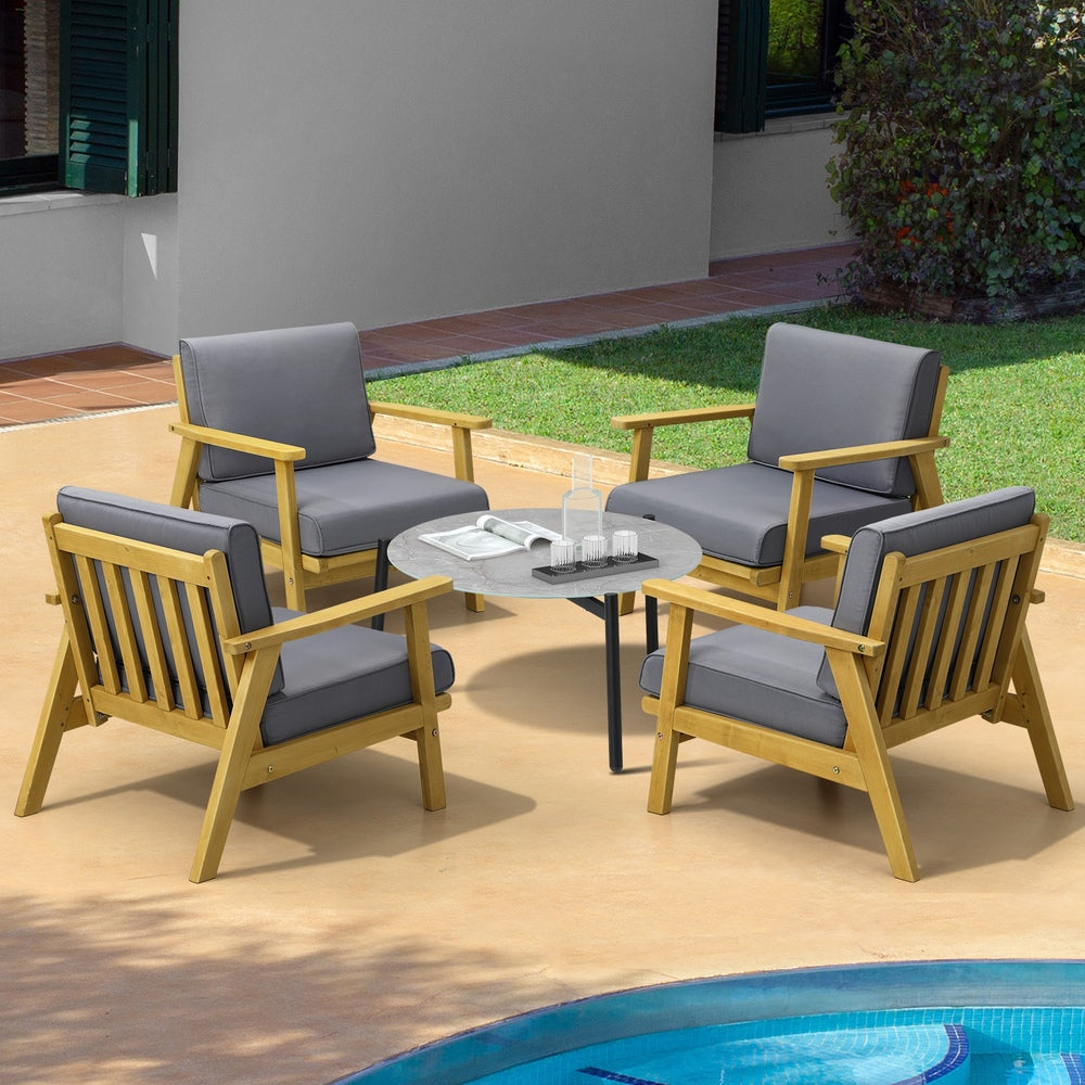 Livsip 4 Seater Outdoor Lounge Set 70cm Grey Coffee Side Table