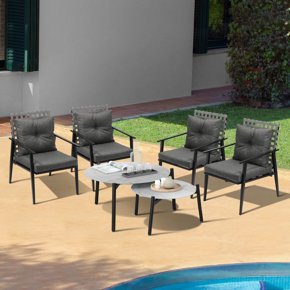 Livsip Outdoor Patio Set 2pc Grey Table Sets 4pc Rattan Black Chairs